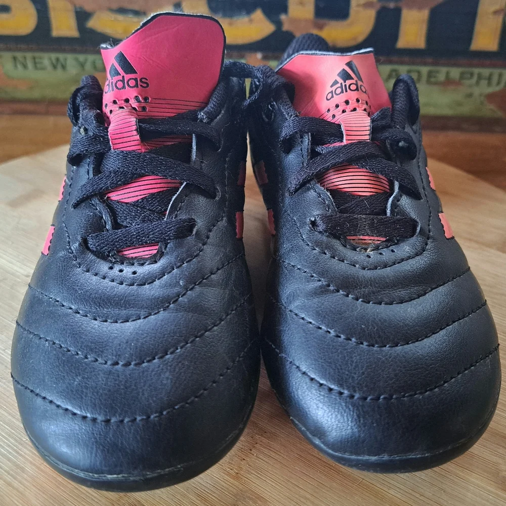 Adidas Cleats, Kid Size 12.5, Unisex, Black Pink, Goletto VII Football Soccer